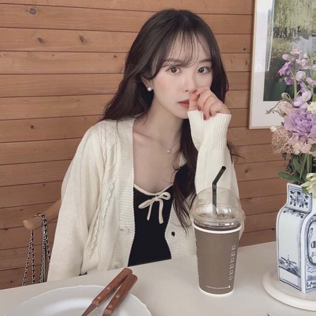 루비아 리본 니트 슬리브리스 - 2C