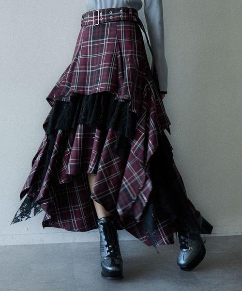 【新色予約開始 LADIES】タータンチェックティアードスカート