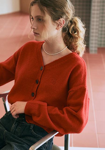 MODERN SYMBOL CARDIGAN_RED