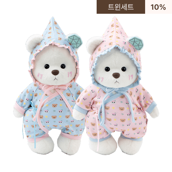 [세븐틴 봉봉이 X 테디테일즈] 한정판 봉봉베어 로즈쿼츠 & 세레니티 트윈세트