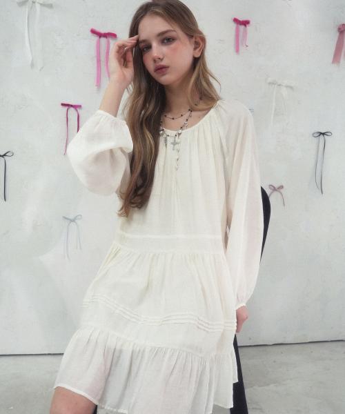 Fleur Pintuck Dress IVORY