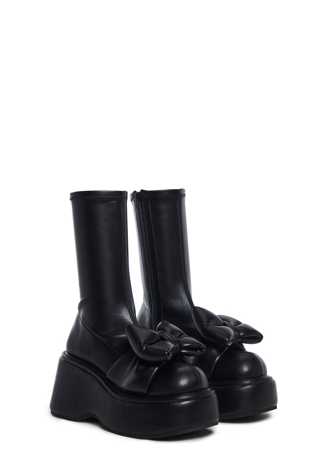 Make It Mine Bow Booties - BLACK / US 5