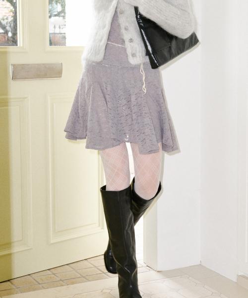 레이스 플레어 미니 스커트