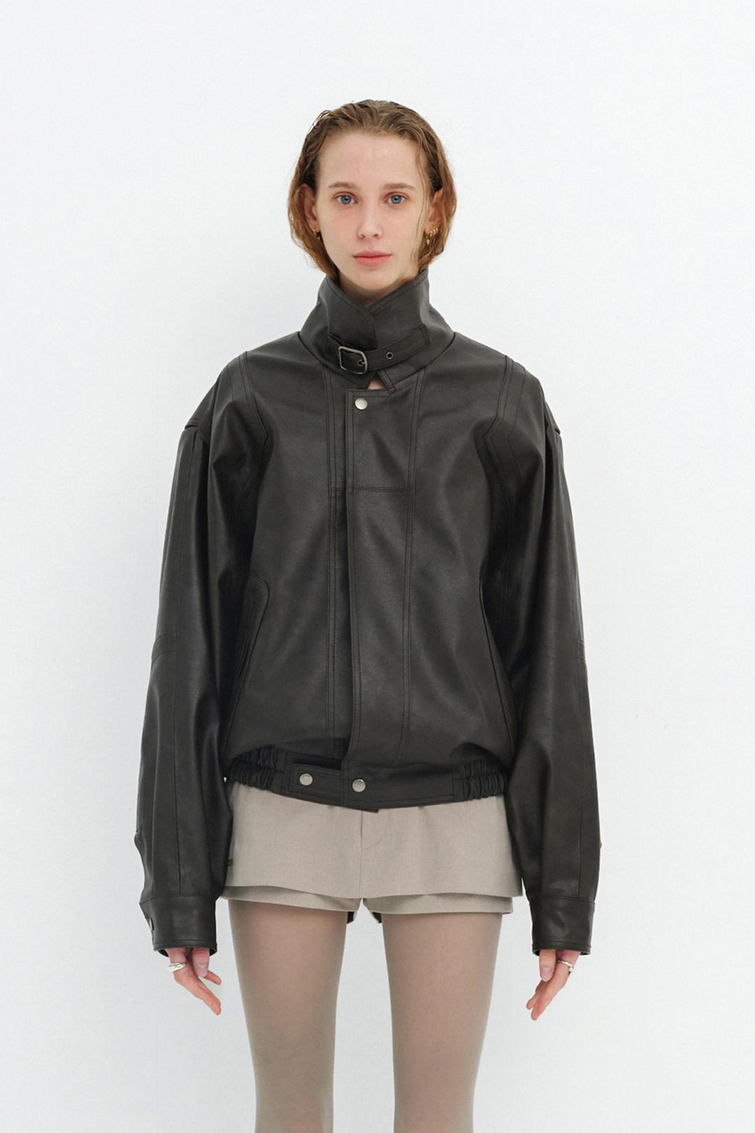 CRACK LEATHER JACKET / BROWN