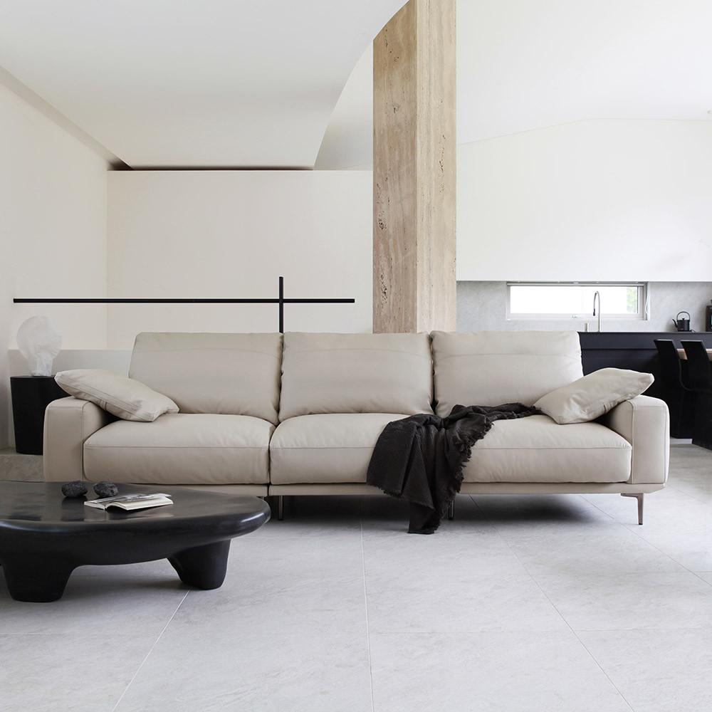 시스디자인 레이지 천연면피가죽 4인 모듈 소파