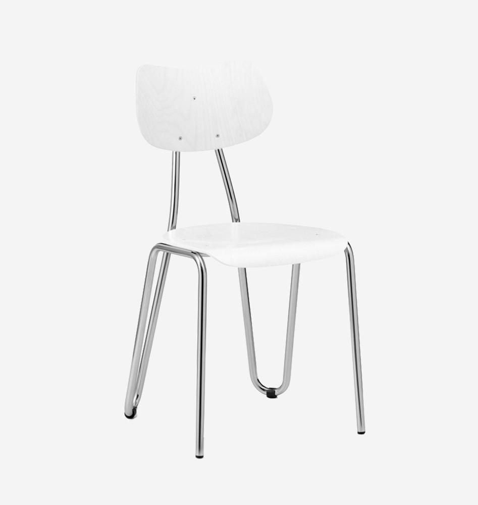 [L&C stendal] 엘엔씨스텐달 Arno 417 Chair 철제의자 - White Stained Beech / Chrome Frame