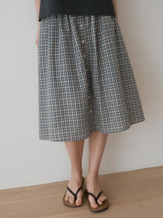 Glue button skirt (blue check)