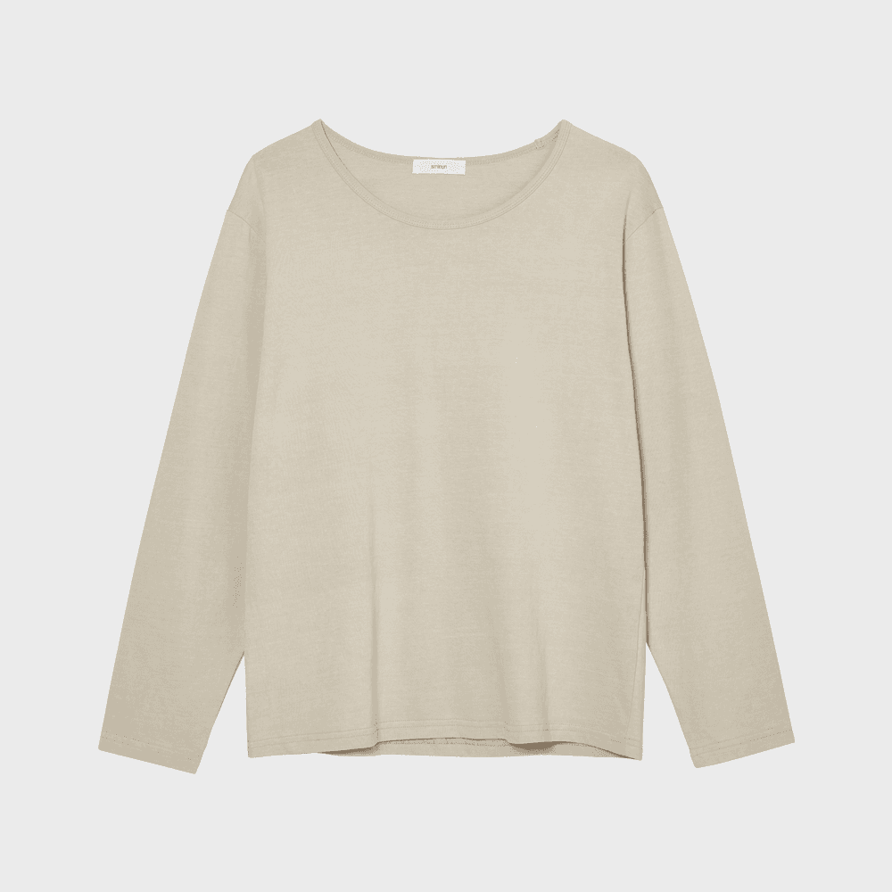 NATURAL DYEING LONG SLEEVE U NECK SHIRT JANE_OATMEAL