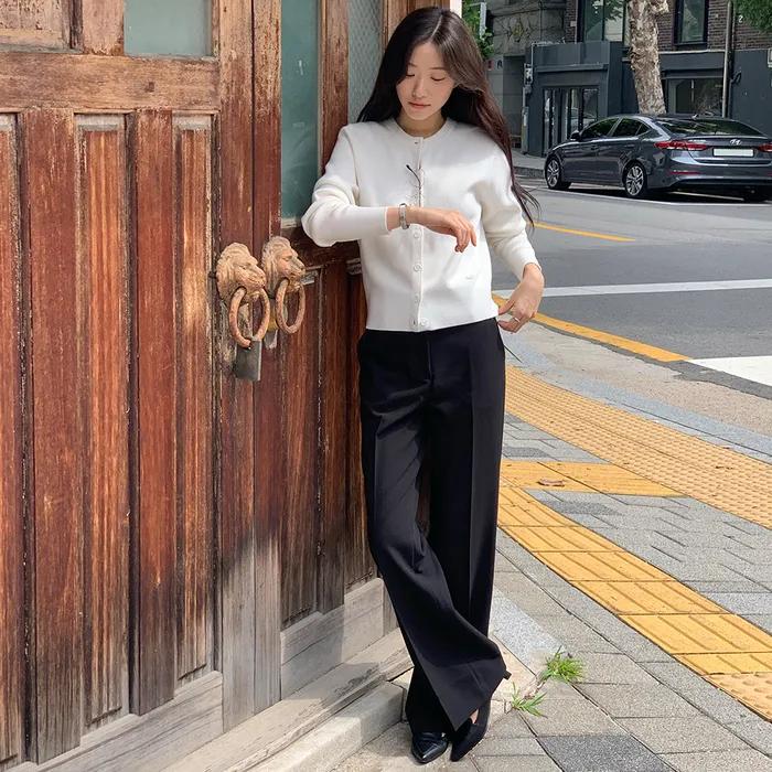 [우먼] 세미 부츠컷 슬랙스 블랙 COWPT001BLACK