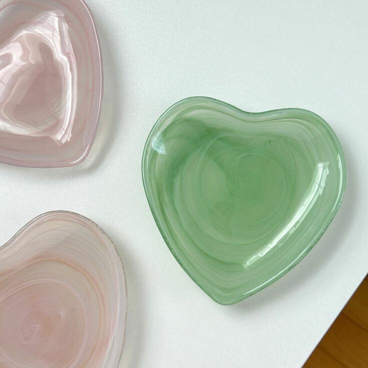 알라바스터 하트접시 14cm 라임