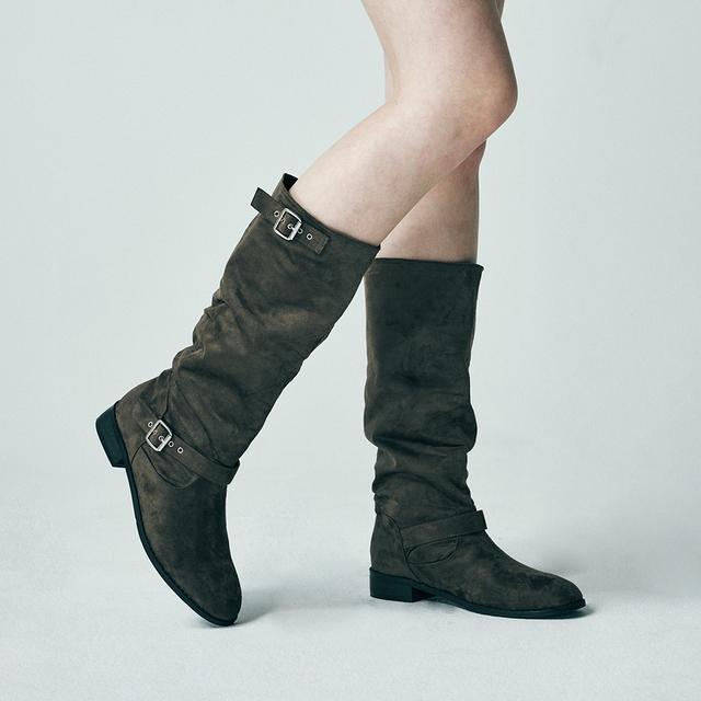 솔트앤초콜릿 [지그재그 단독] 스퀘어 토 스웨이드 미들부츠 412346008 (3cm/2color)