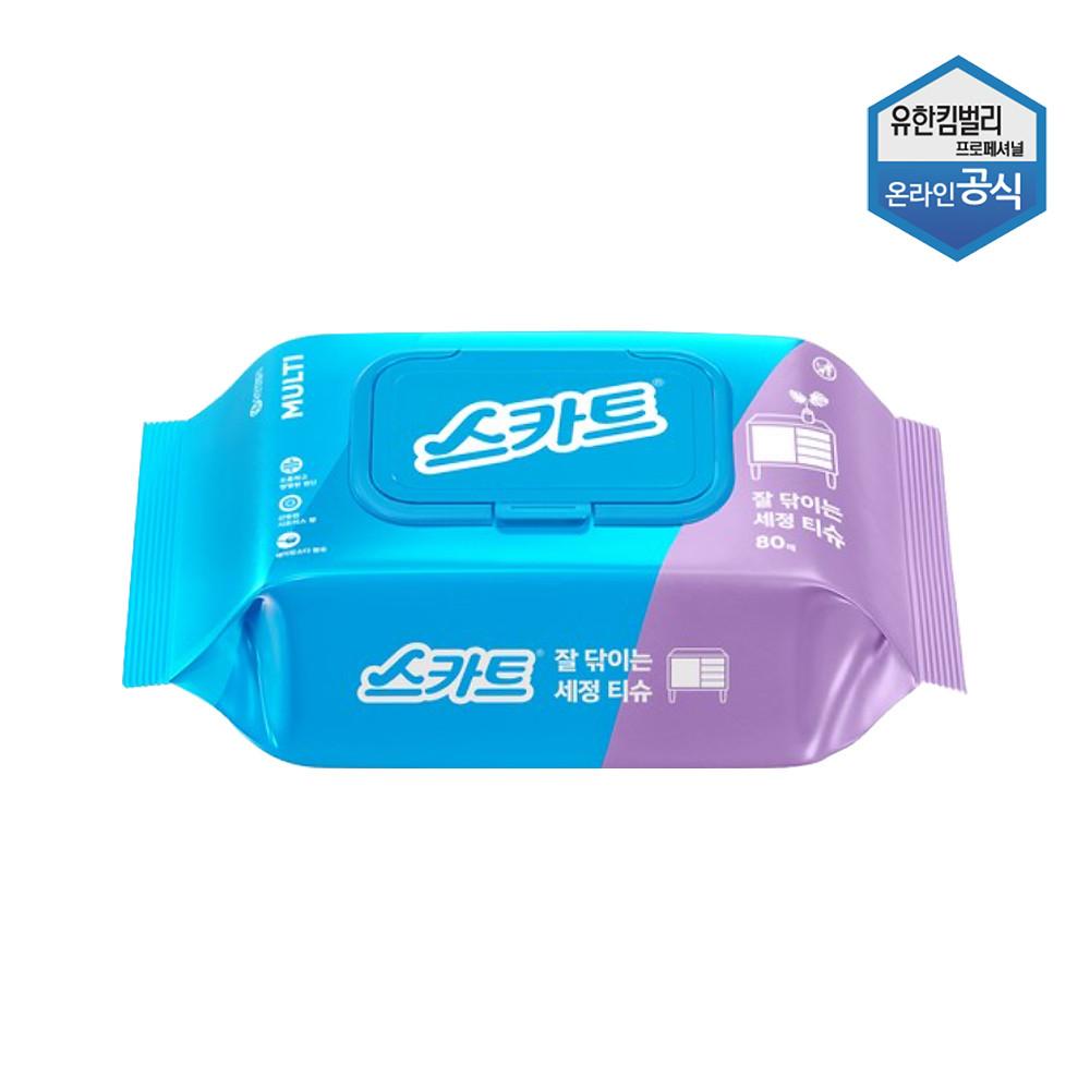 스카트 잘닦이는 세정티슈 80매 x 1개