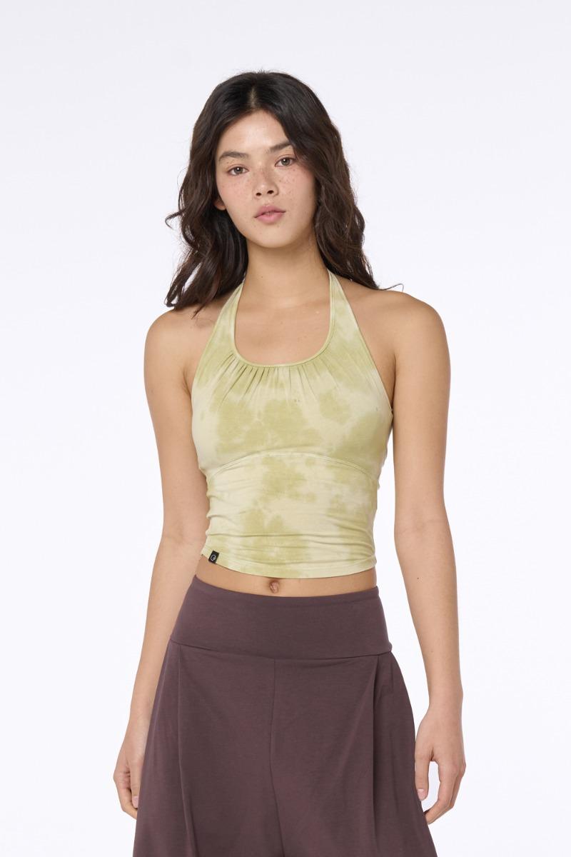 OZTI4053 타이다이 모달 홀터 캐미솔 - 올리브 옐로우