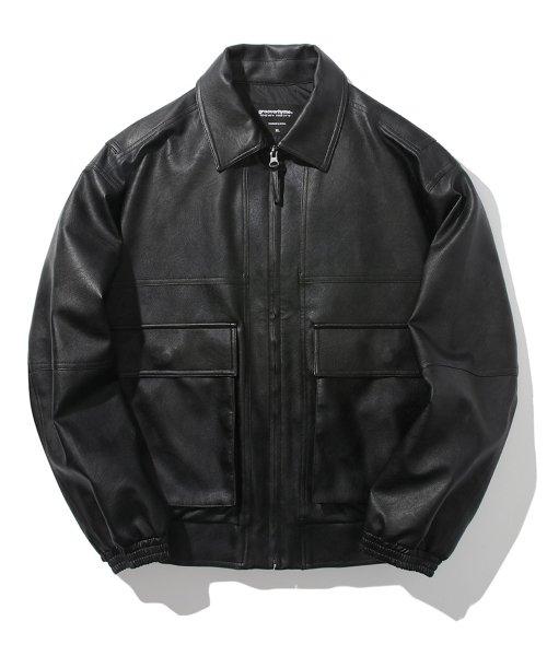 VEGAN LEATHER A2 FIELD JACKET (BLACK) [LRQFCUA218M]