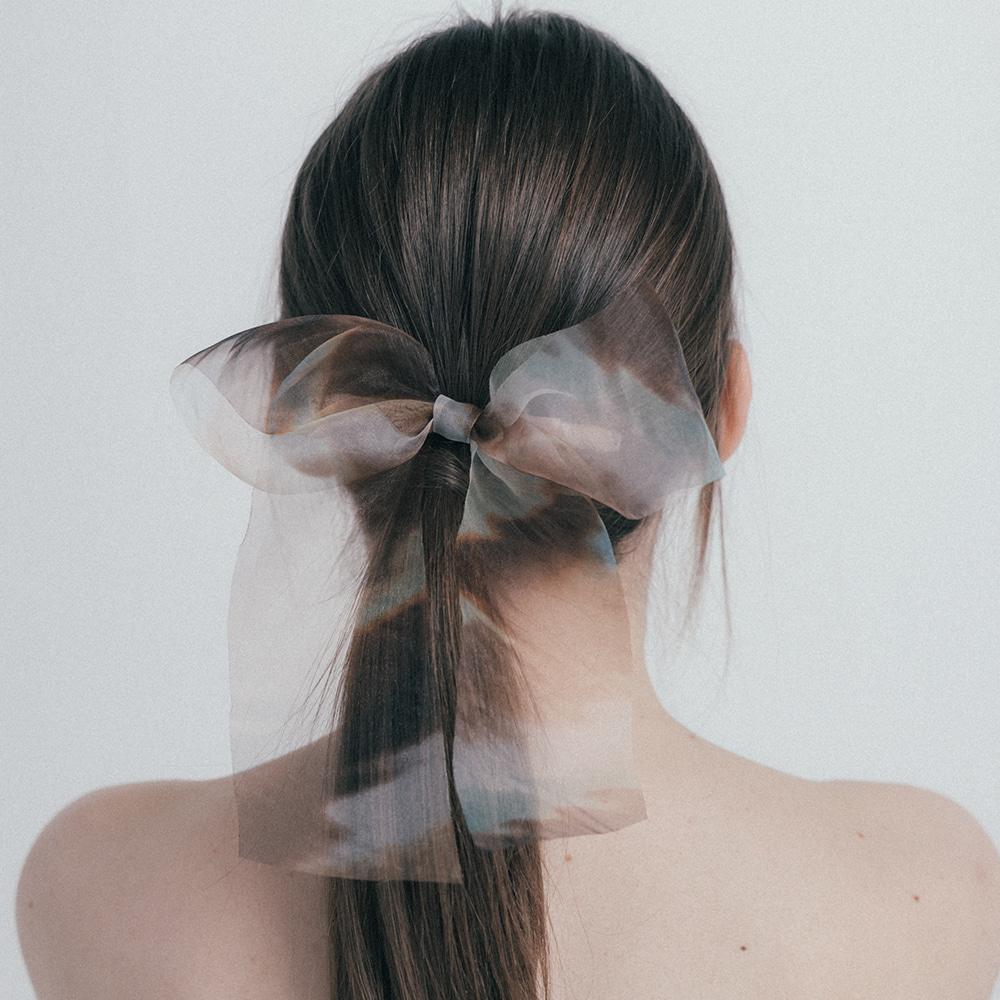organza marble bow clip - sold out (리오더 일정 미정)