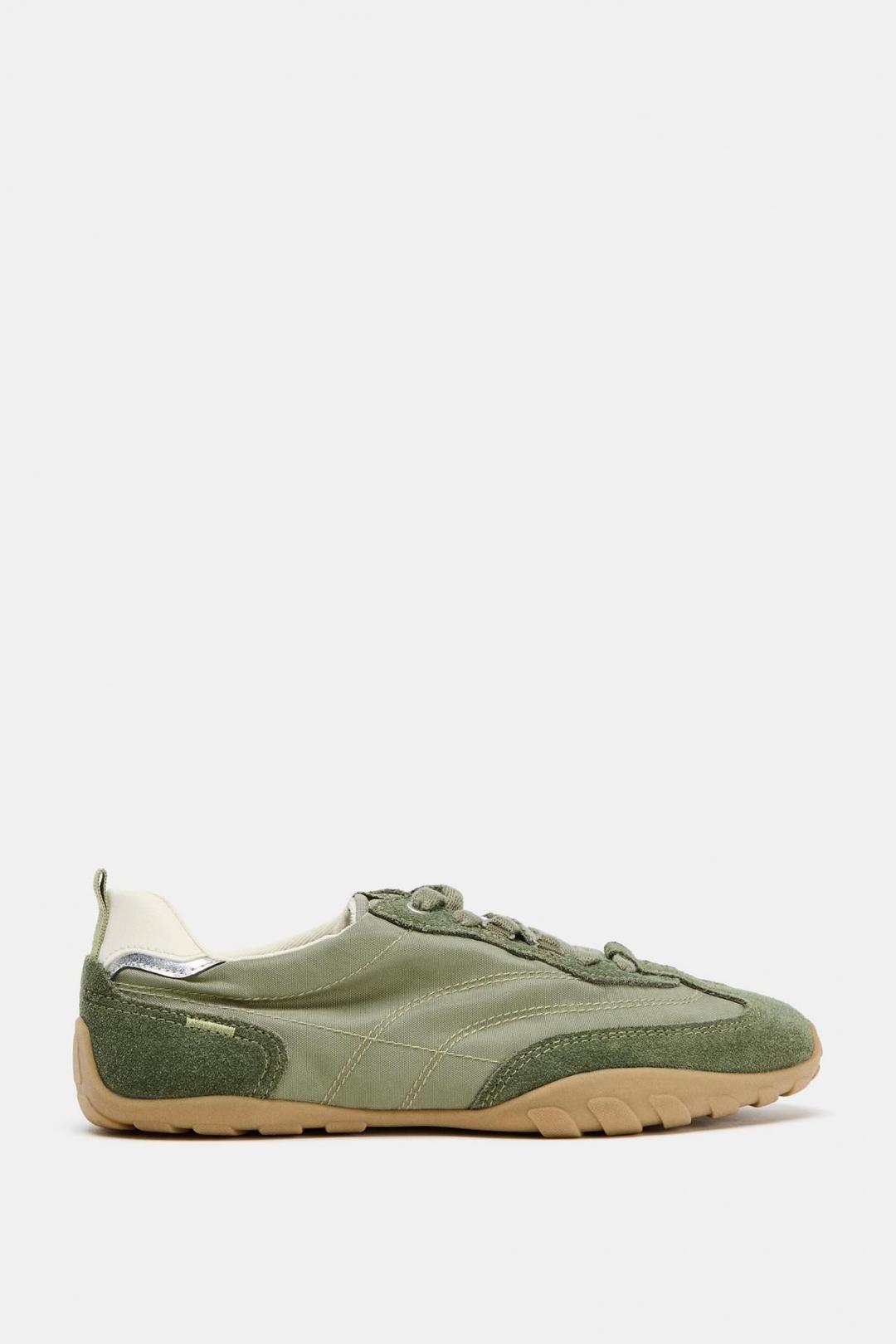 스페인샵 자라 그린 스웨이드 콤비 로우탑 러닝 스니커즈 5031/610 KHAKI GREEN