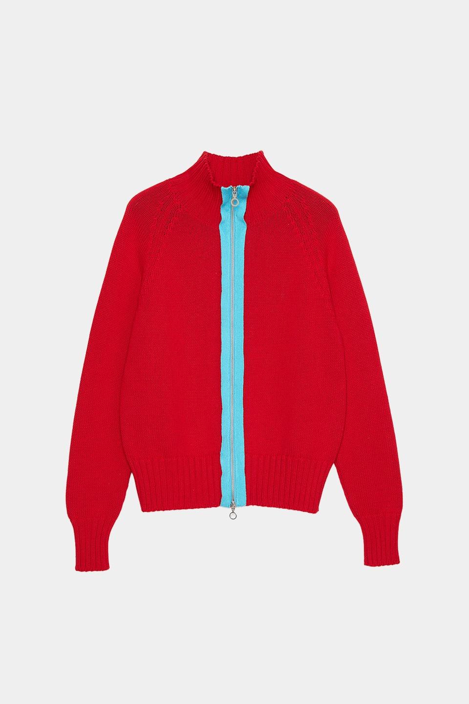 EDWARD CUMING CHAKRA KNIT TRACK JACKET / Red & Turquoise