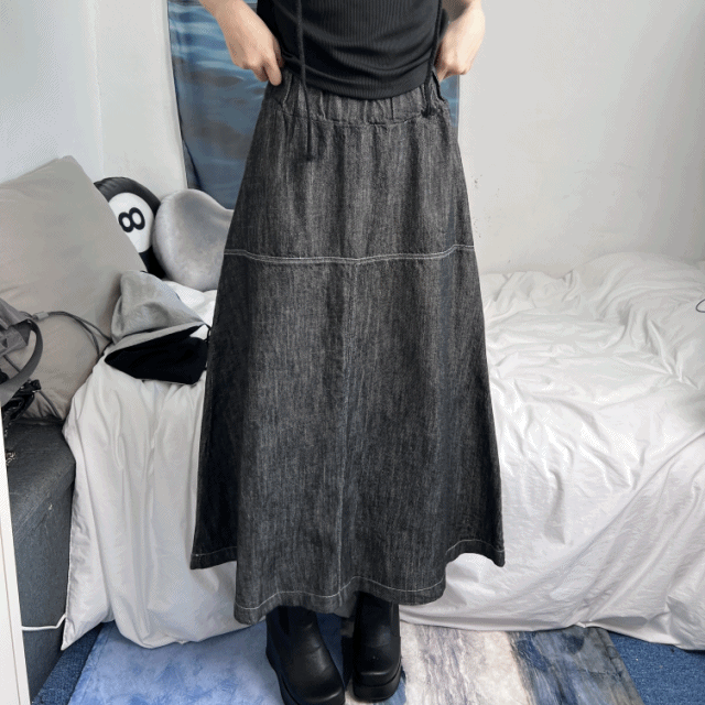 linen denim long skirts