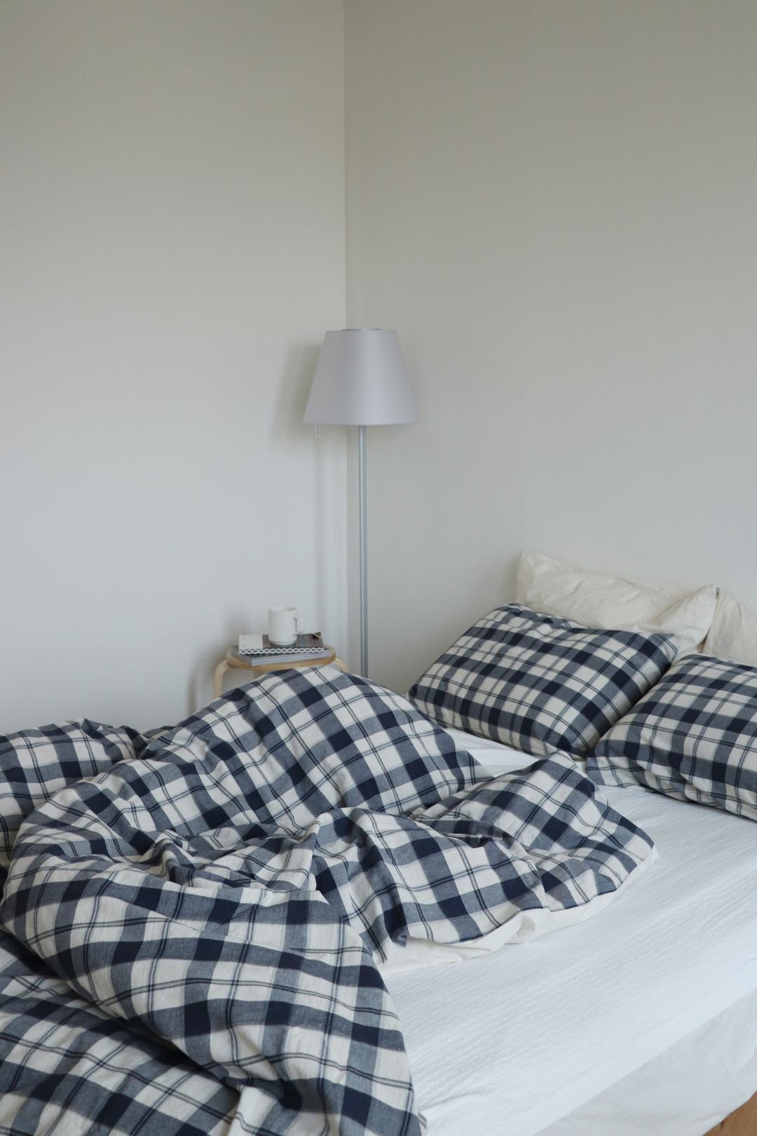 Basic check bedding_Navy