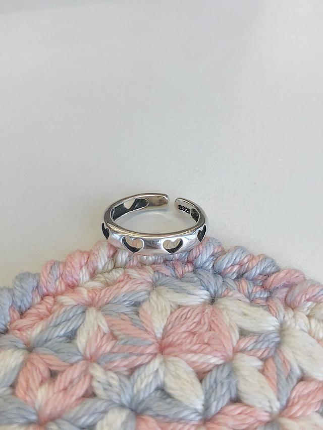[92.5 Silver] Antique Hearts pinky finger ring