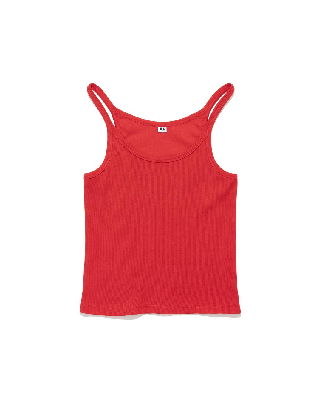 Rib Cotton Sleeveless Red