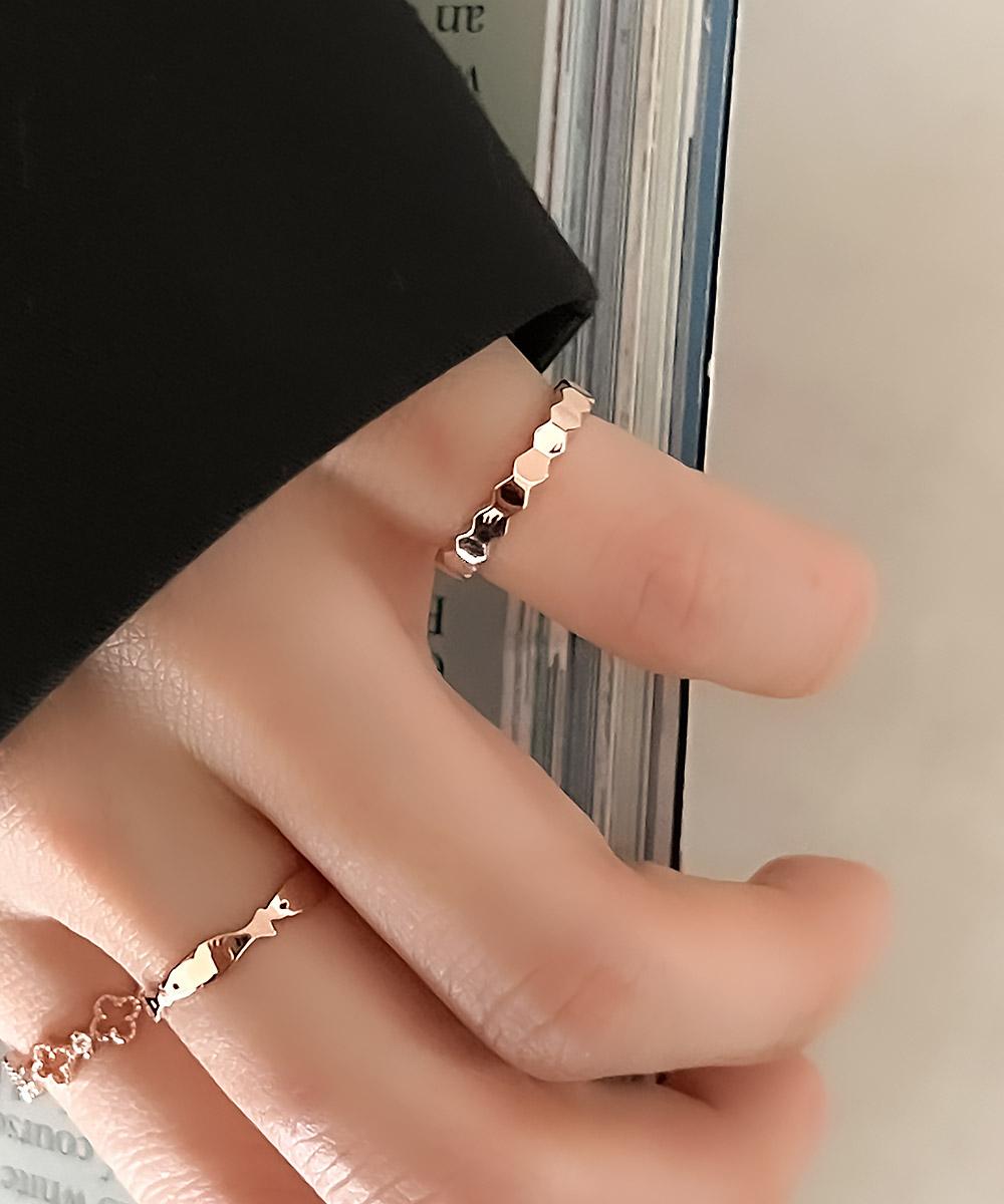 [무배] 실버925 육각 도톰 지그재그 애끼 반지 (실버 로즈골드)