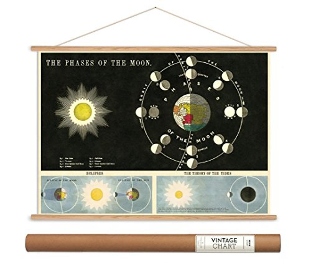 카발리니 페이퍼 Phases of the Moon 빈티지 스타일 장식 포스터 & 걸이 키트 20 x 28인치