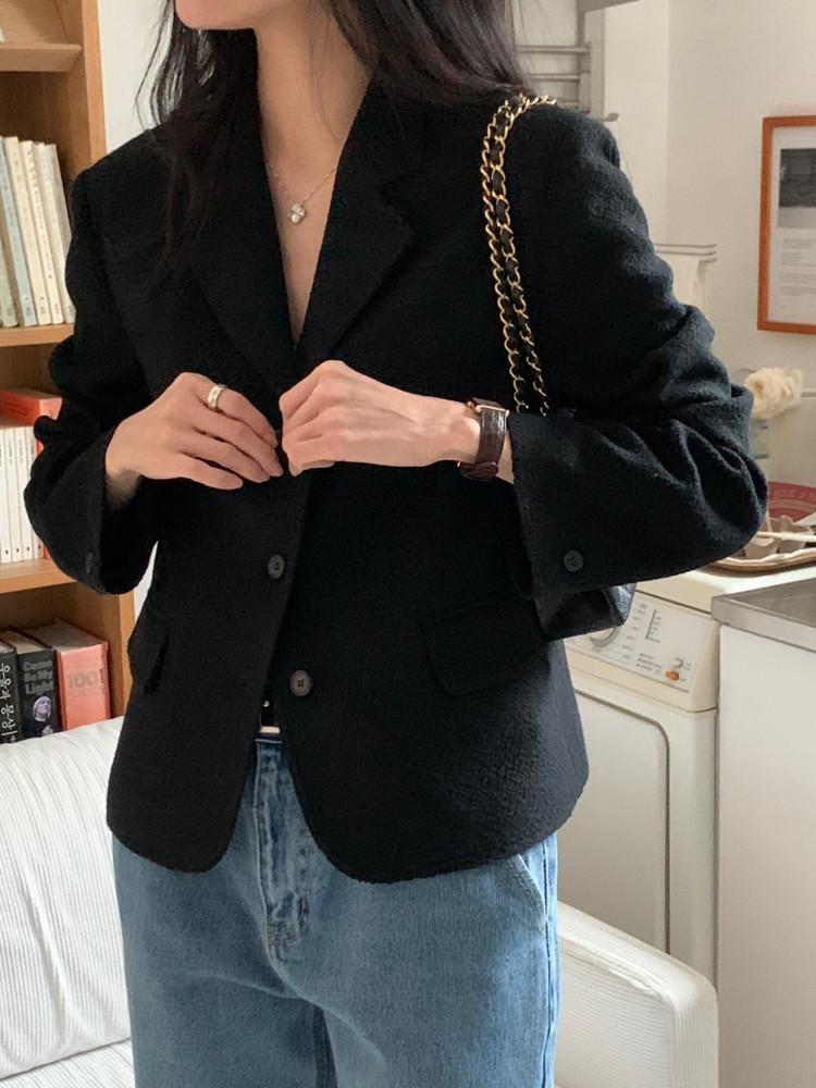 베이킹파우더 제인 트위드 자켓 울 긴팔 카라 싱글 jk (2color)