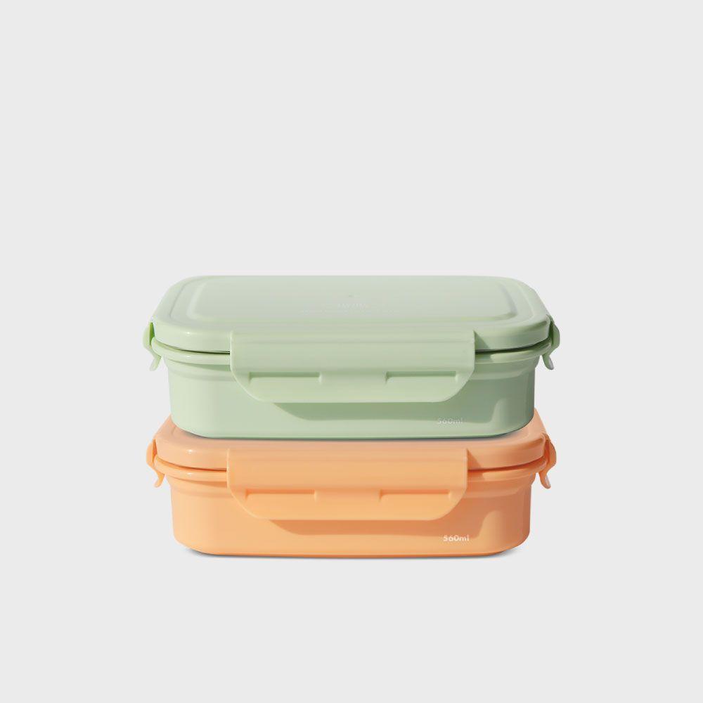 지켜텐 컬러스텐용기 560ml 2개입 윈터그린+애프리콧 (칸막이)