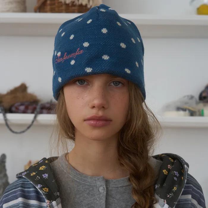 Dot Jacquard Beanie,Deep Blue