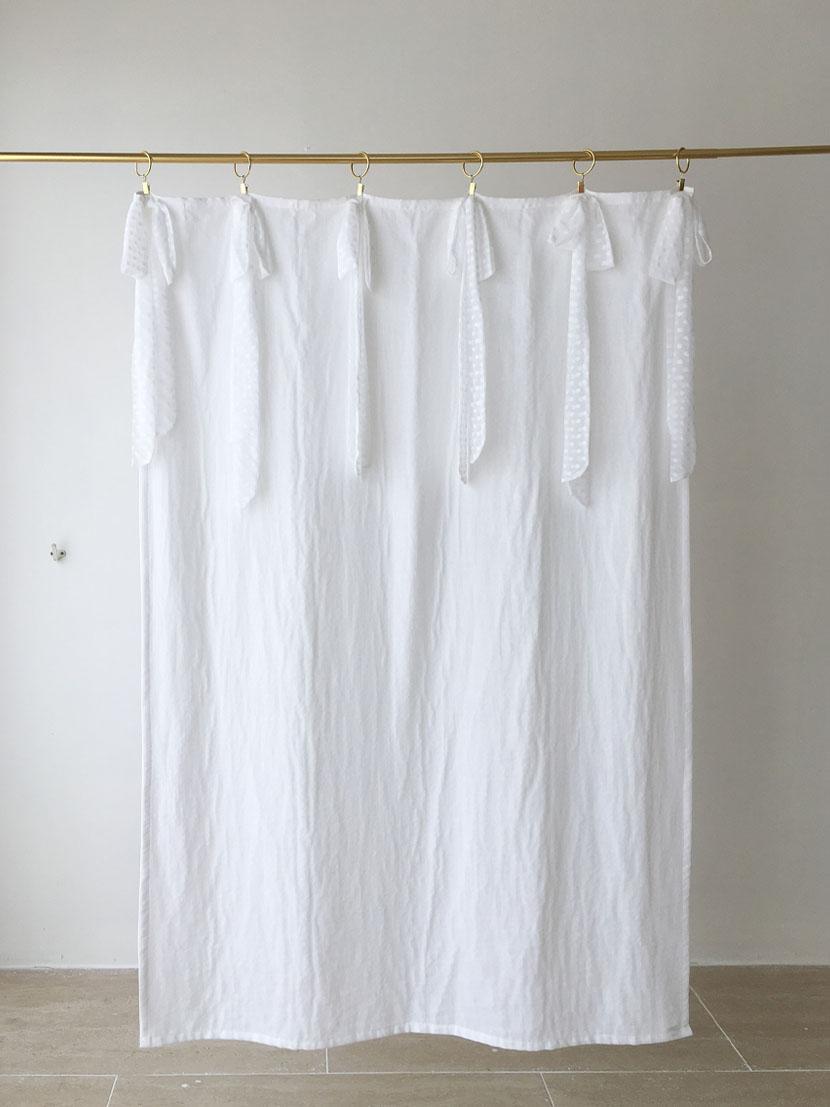 화이트도트 리본 가리개 커튼