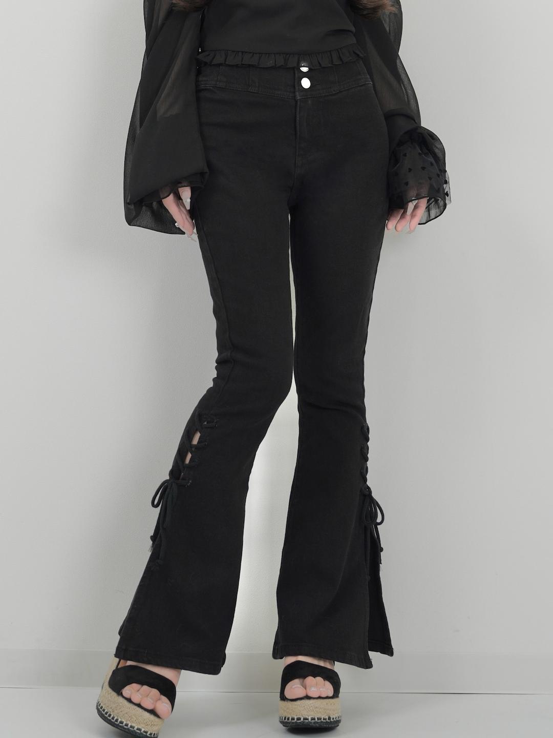 Lumignon original ♥ LL ribbon flare denim p 【ブラック】 | Lumignon powered by BASE