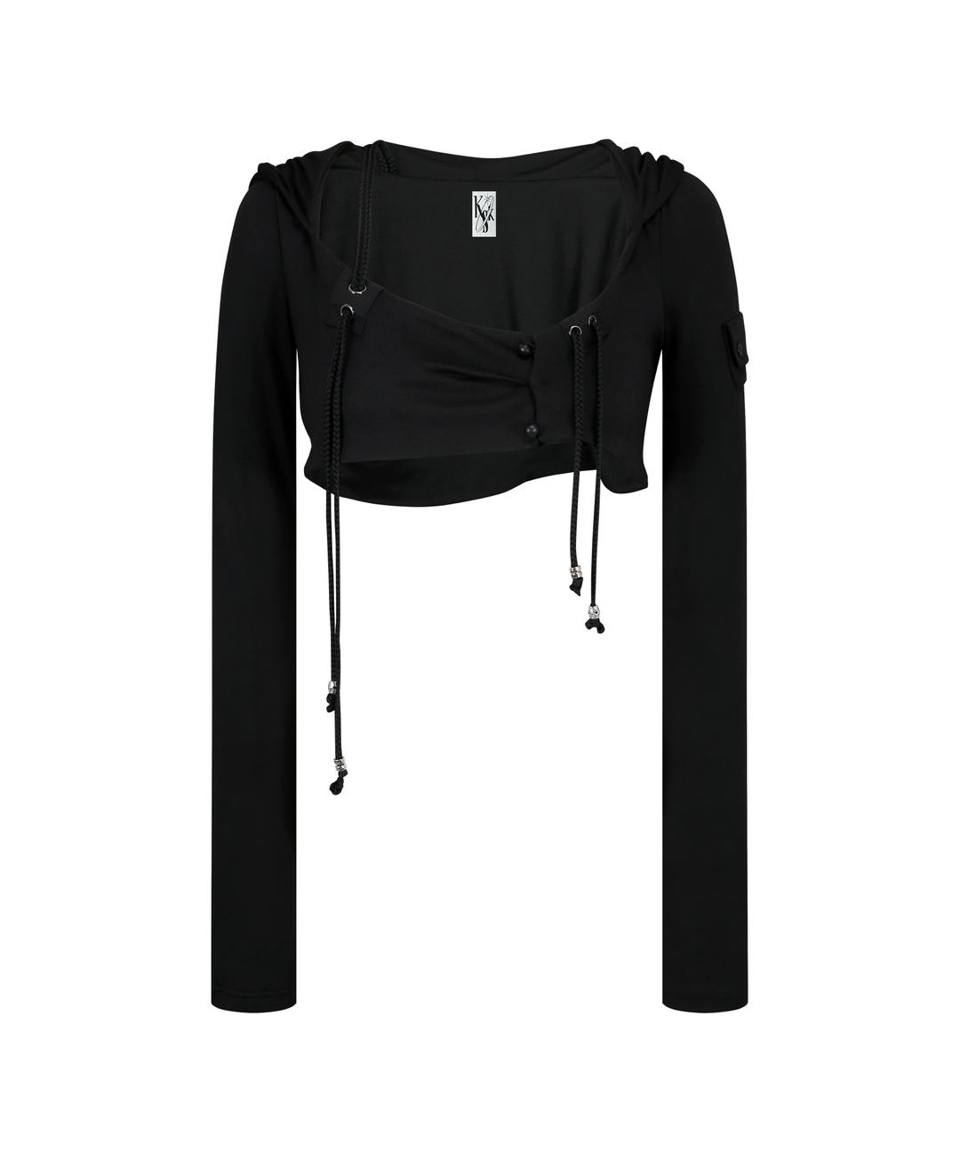 Hooded Bolero Cardigan Black