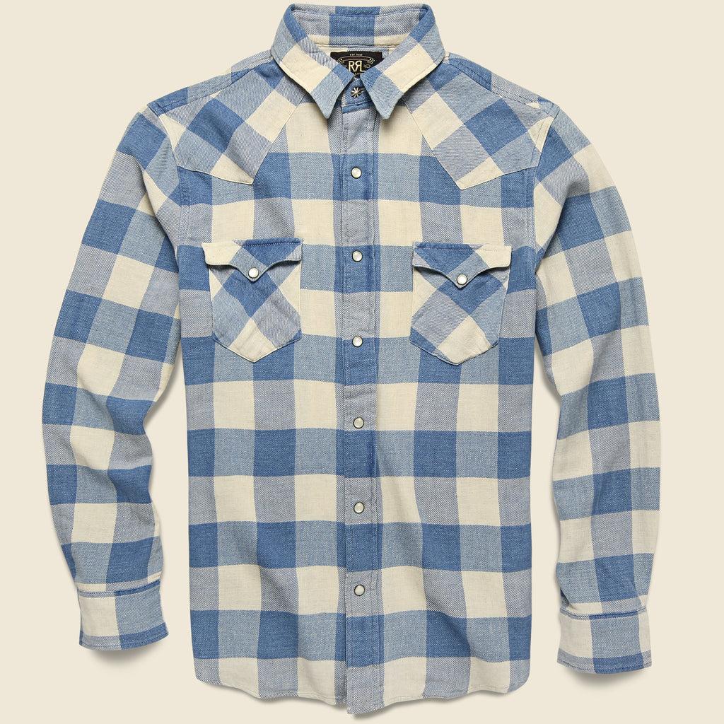 Slim Fit Buffalo Western Shirt - Indigo/Cream
