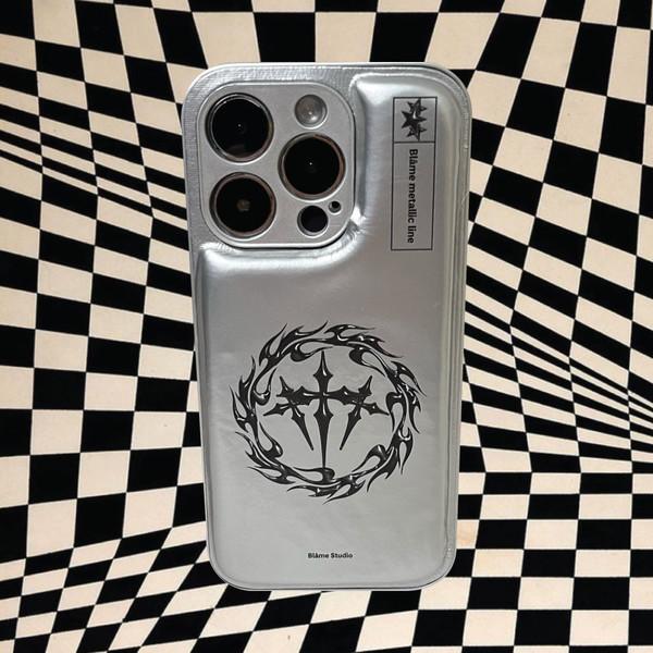 metallic silver fluffy case