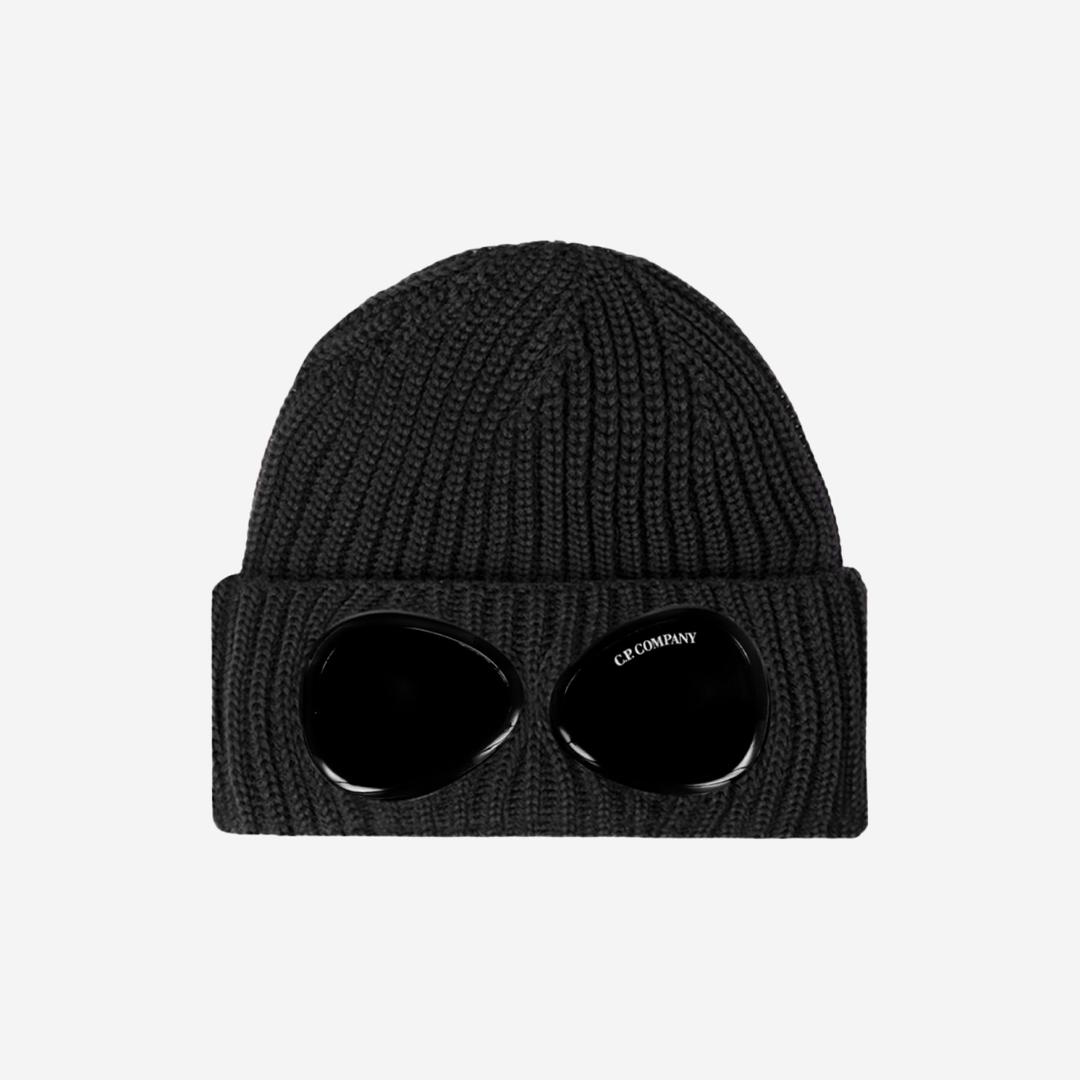 C.P. Company Extra Fine Merino Wool Goggle Beanie Black - 22FW