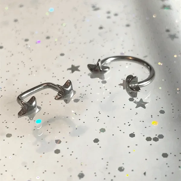 써지컬스틸 더블 스타 피어싱 (스테이플러, 링 피어싱)