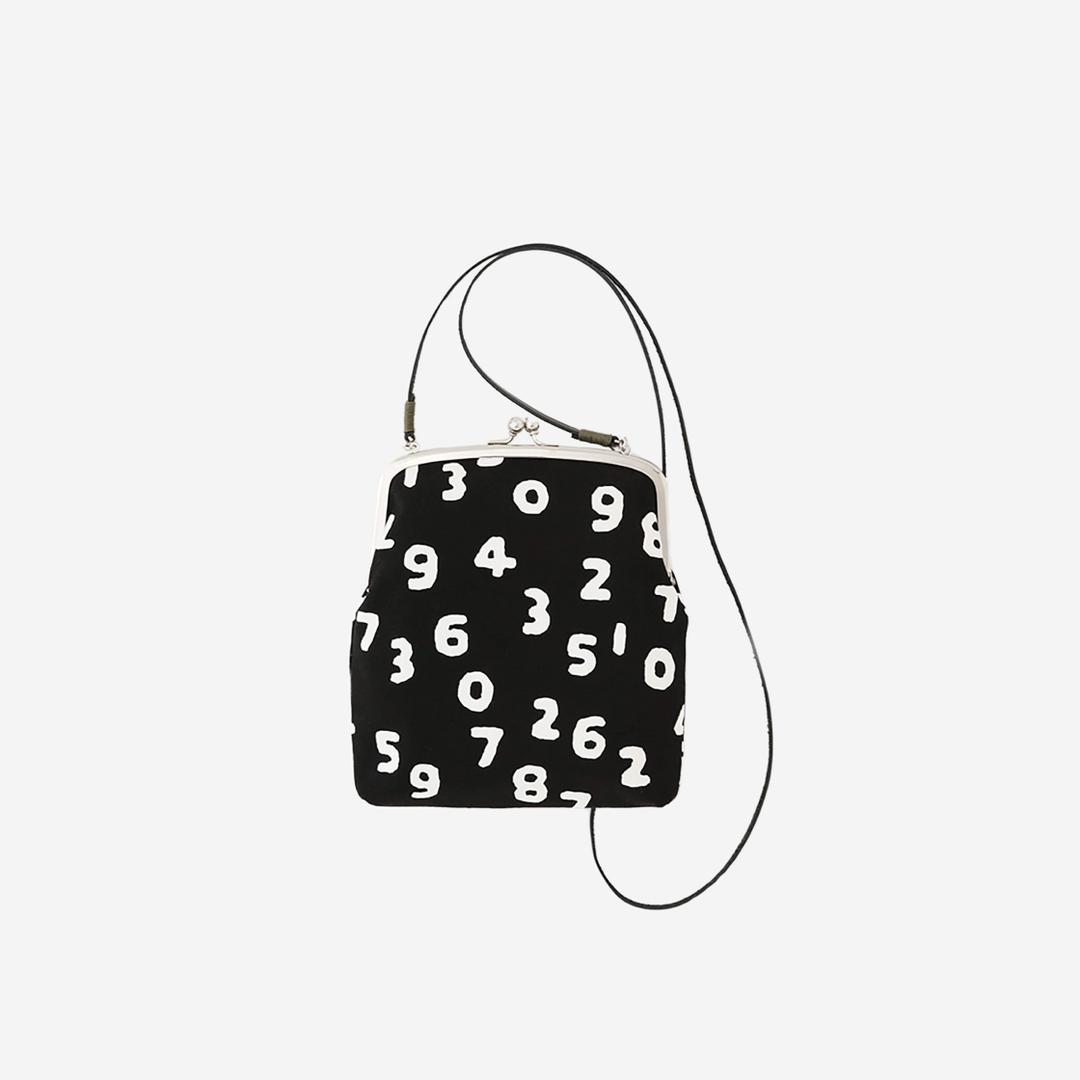 Sou Sou Canvas Soft Gamaguchi Bag Large Black (with 110cm Leather Strap)