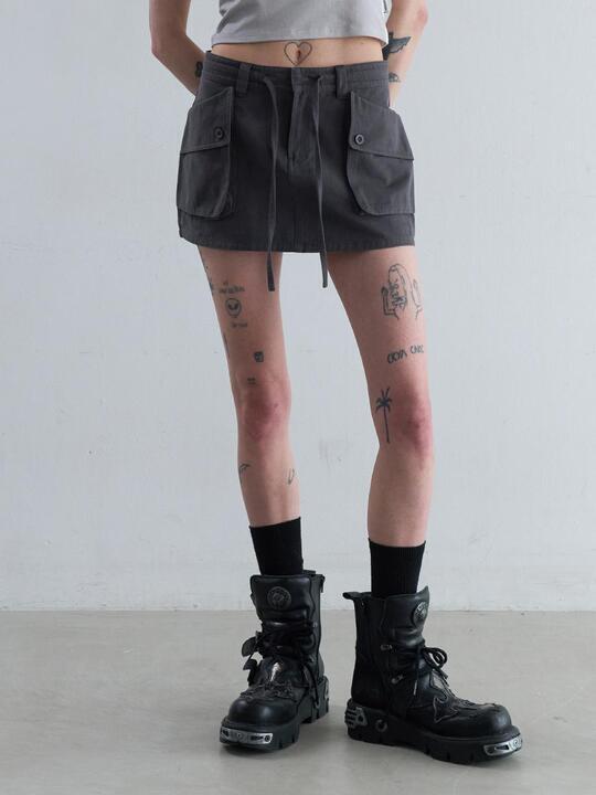 VINTAGE WASHING MINI SKIRT [GRAY]
