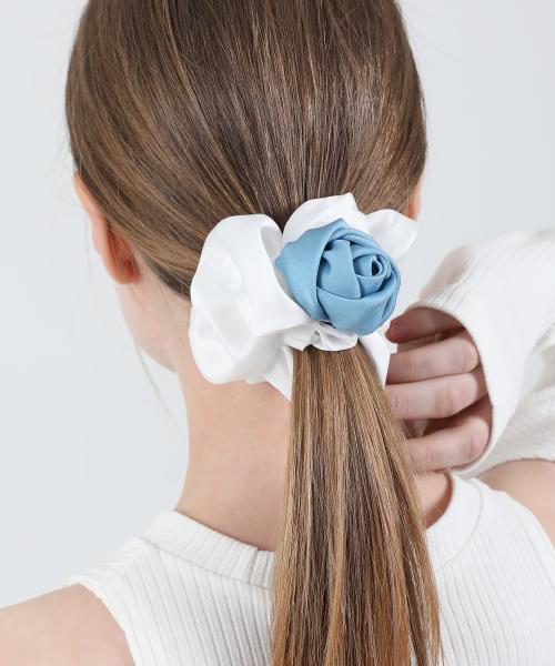 로즈 새틴 헤어슈슈