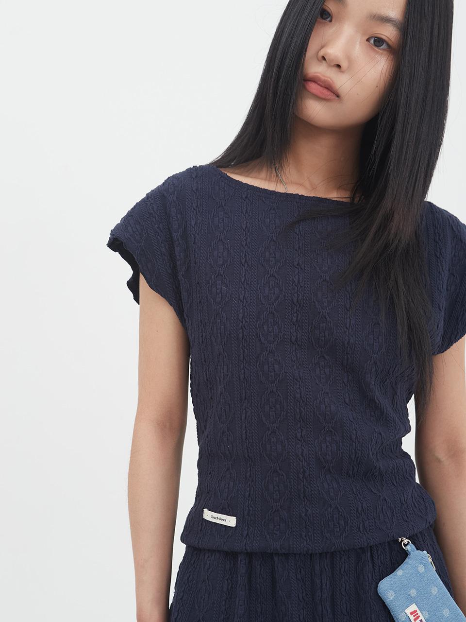 [5/16 예약배송] Jacquard Knit Top (Navy)