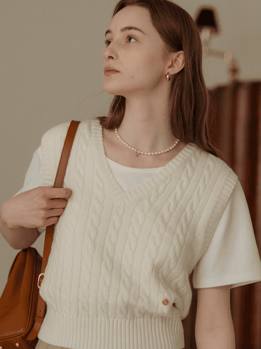 Monica knit vest(Ivory)