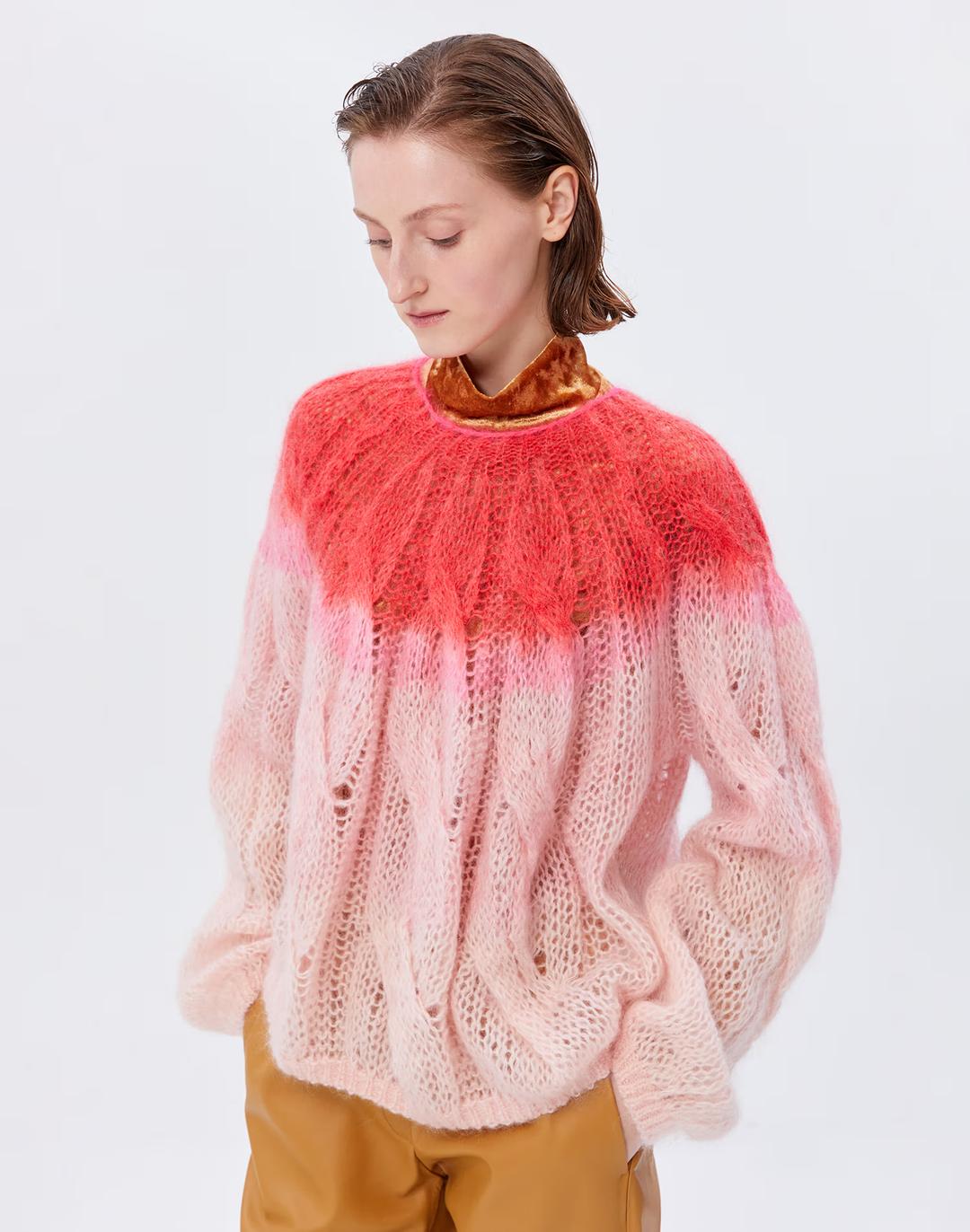 [FORTE FORTE] 핑크 그라데이션 모헤어혼방 니트