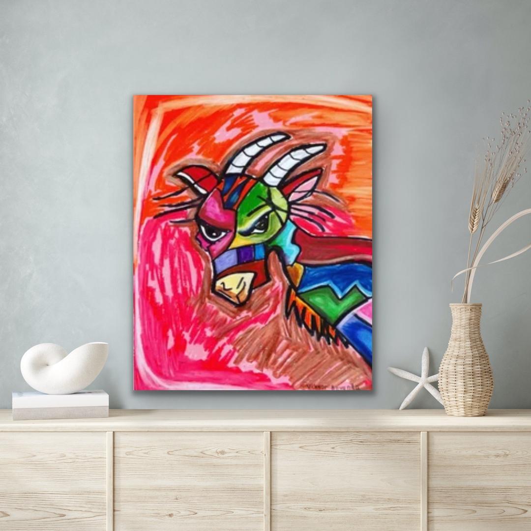 Crazy GOAT - Stretched Canvas Print in more sizes - 11x14" $50