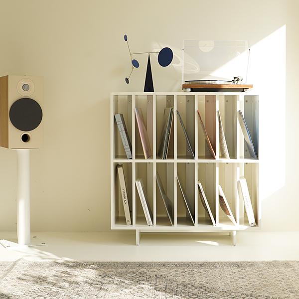 펜슬하우스 레코드 미드센추리모던 매거진렉 선반 2단 LP 수납장_화이트