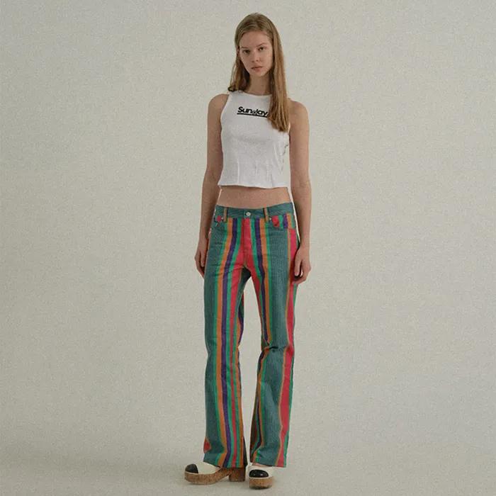 W) FRUIT STRIPE PANT GREEN