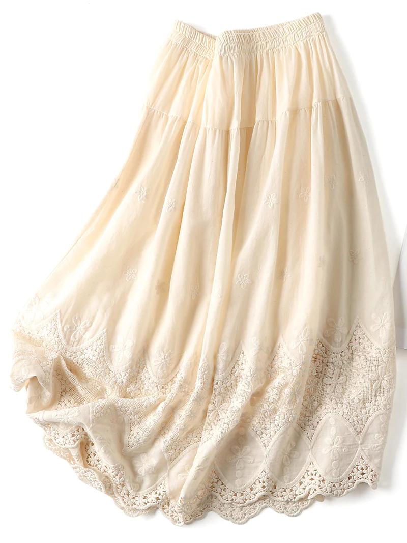 Lace Embroidered Hem Petticoat Skirt