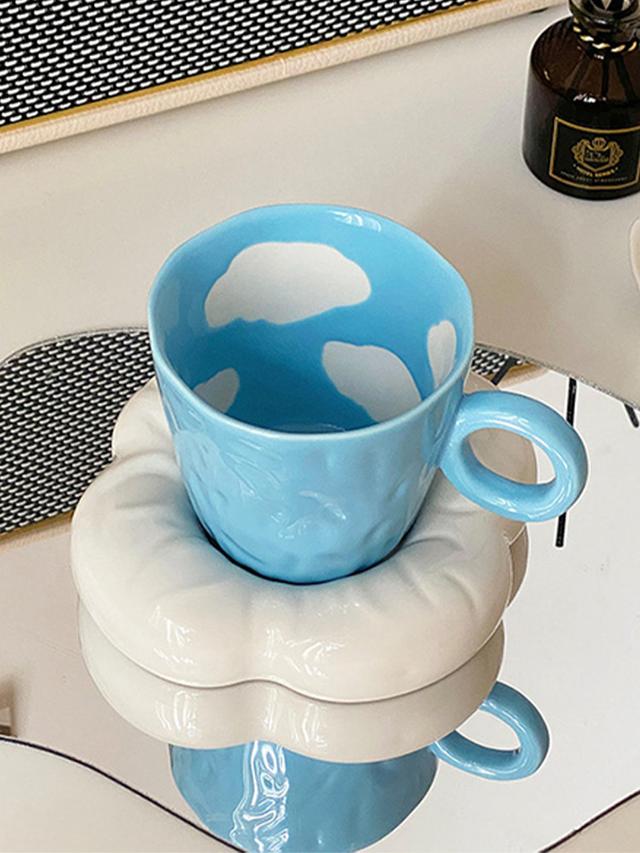 루시아이 몽글몽글 구름 머그컵 소서 세트 감성 홈카페 컵 250ml