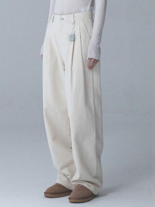 CORDUROY TUCK WIDE PANTS_CREAM