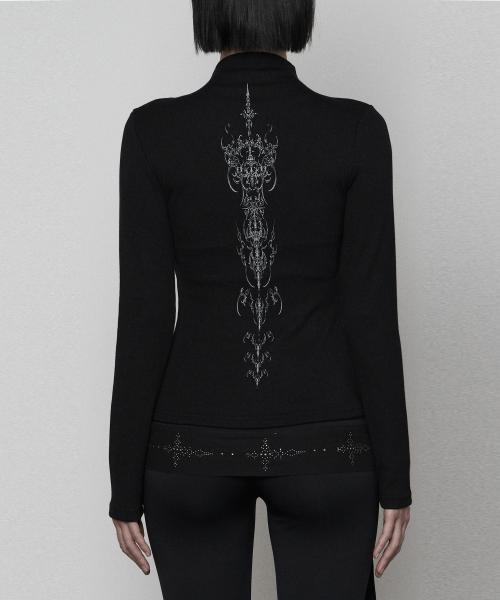 Pocket Half-turtleneck Button Long Sleeve (BLACK)